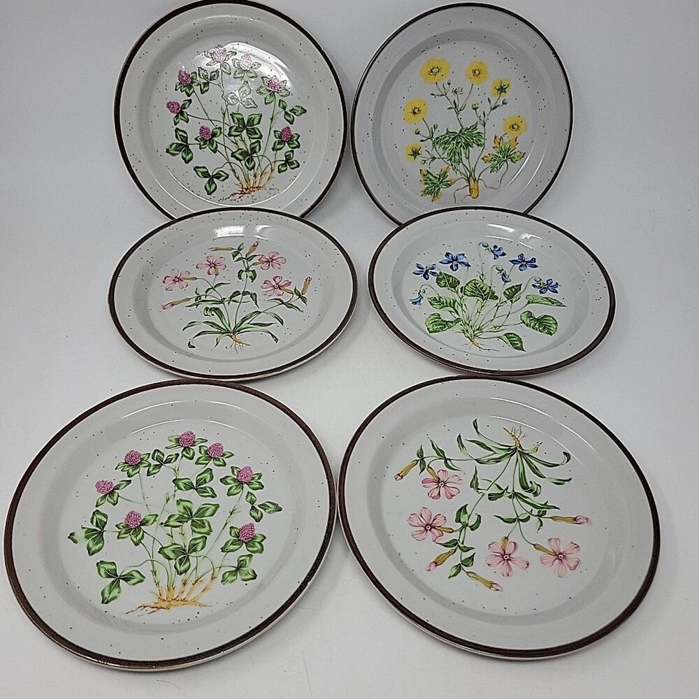 Hearthside Stone Ware Flowers 8" Salad Plate Set of 2 Japan Violet Buttercup 201